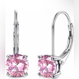 Pink Moisannite In Sterling Silver Drop Earrings